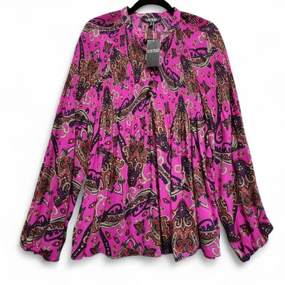 Lauren Ralph Lauren Pleated Georgette Blouse Womens Large Paisley NEW w/ Tag - Image 1 of 4