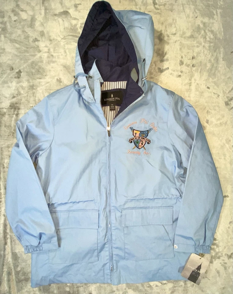 London Fog Women’s Removable Hooded Coat Blue Sz PXL Water Resistant nautical - Image 1 of 4