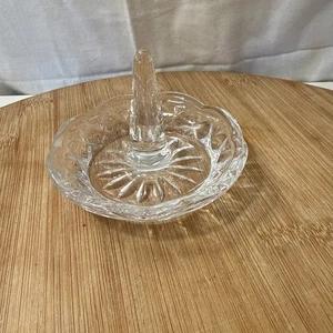 Vintage Ringhalter Glas geätzt rund Kristallglas - Bild 1 von 5