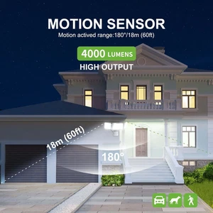 3 Head Security Light, 180° Motion Sensor, 4000 Lumens, Direct Wire,120V, White - Picture 1 of 5
