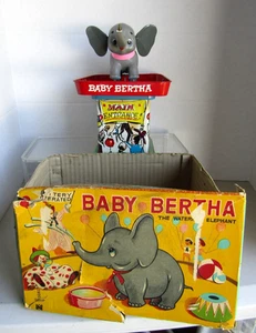 Cutest Toy Ever!  1940's Mego BABY BERTHA the Watering Elephant Toy & Box, Japan - Picture 1 of 14