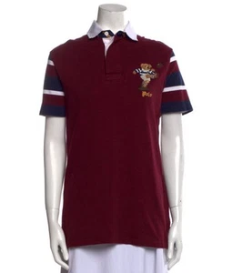 Ralph Lauren Polo Bear Embroidered Burgundy Polo Shirt medium  - Picture 1 of 4