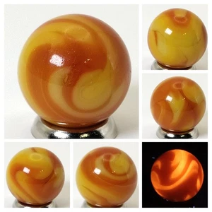 16.3mm Alley Agate Swirl Marble Yellow Orange MINT UV - Picture 1 of 9