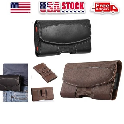 LUXMO Horizontal Leather Cell Phone Carrying Belt Case Holster Cover For iPhone - Image 1 of 4