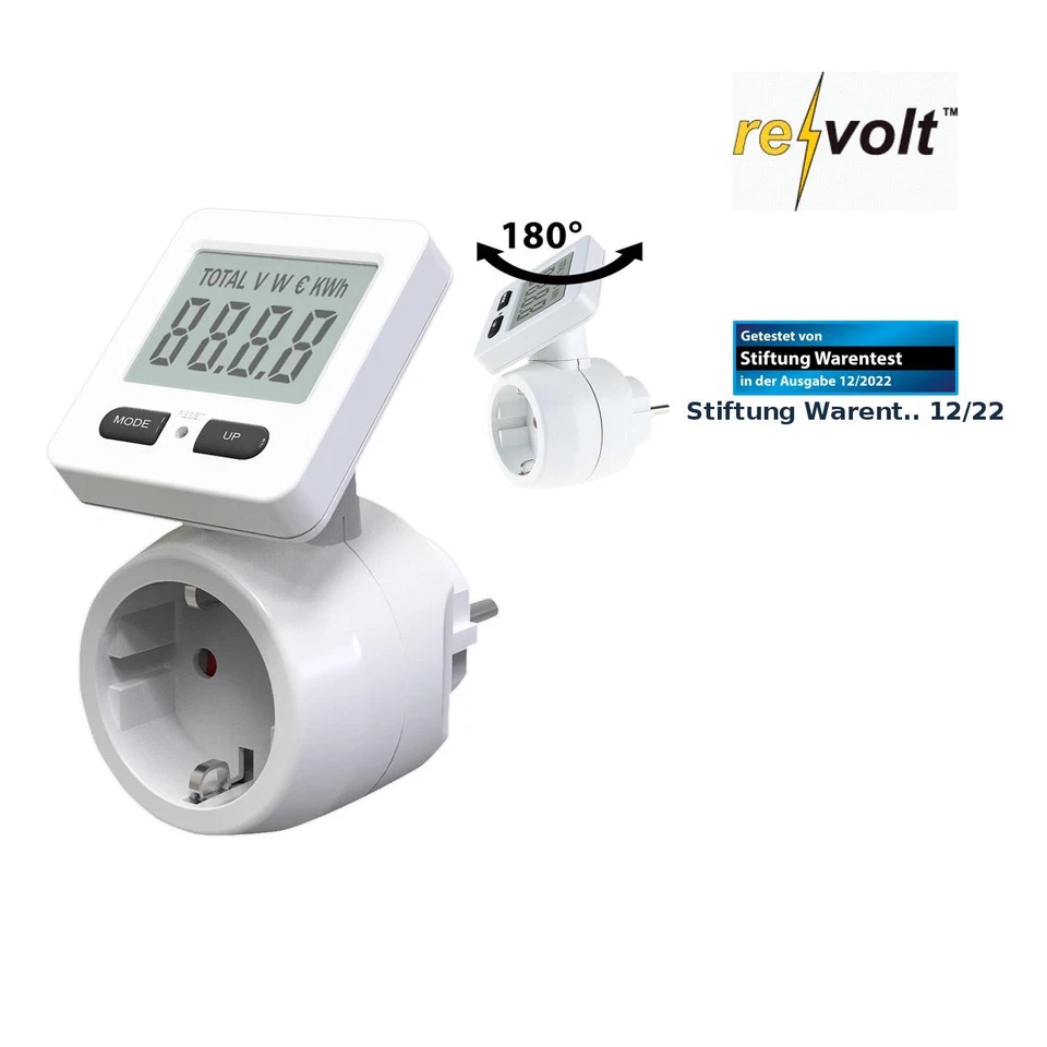 revolt Digitaler Energiekostenmesser mit 180° drehbarem Display, bis 3.680 W - Bild 1 von 4