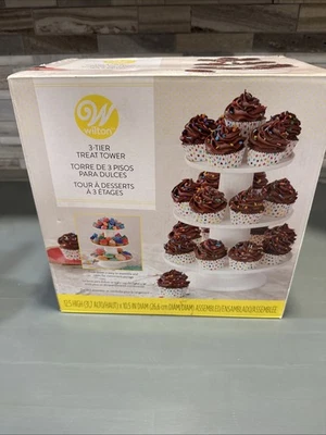 Wilton White 3 Tier Dessert Tower Stand Plastic Display For Parties Cupcakes - Image 1 of 2
