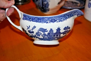 Vintage Azul y Blanco Patrón Oriental Hecho en Inglaterra Gravy Boat-usado - Imagen 1 de 7