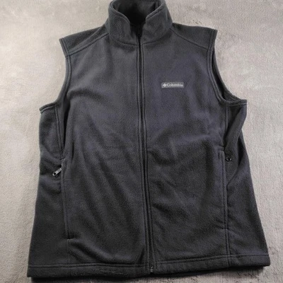 Chaleco polar Columbia para hombre mediano negro bolsillos con cremallera completa capas exteriores cálido Foto 1 de 4