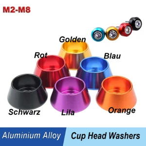 M2-M8 Aluminium Kegel Topfscheiben eloxiert Dichtung Lastspreizung Kegelscheibe - Picture 1 of 18