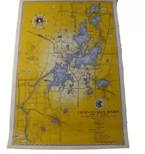 1964 Fox Chain O' Lakes Region Lake & McHenry Counties Map - Picture 1 of 3