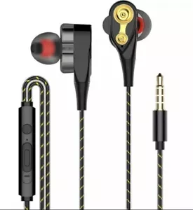 Wired headphones Earphones With Microphone Dual Drive In-ear Sport - Picture 1 of 5