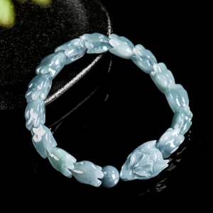 Blue Myanmar Jadeite Dragon Bracelet Bangle Natural Burmese Jade - Picture 1 of 6