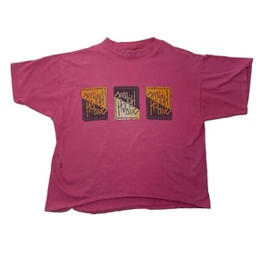 Vintage Hobie Beach Surf Deep Sea Fishing Skate T Shirt Single Stitch Sz L Pink - Picture 1 of 12