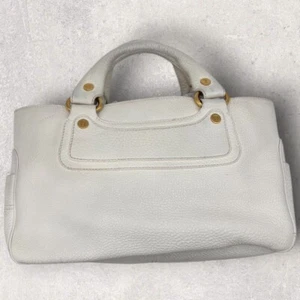 CELINE Vintage Boogie Bag Hand Bag Leather White Silver 6275M Used zipper pocket - Picture 1 of 11