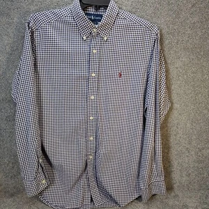 Ralph Lauren Herren blau kariert klassische Passform Knopfleiste Hemd Größe Large - Bild 1 von 12