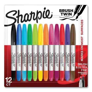 Sharpie Permanent Marker Twin Tip Assorted 12/Pack (2168237) (B49 - Picture 1 of 7