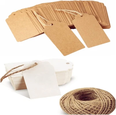 200PCS Blank Kraft Gift Tags with Twine String for Packing and Art Craft (1.8X3. - image 1 of 4