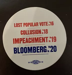 Mike Bloomberg 2020: Donald Trump Vote, Collusion, Impeachment, 3”x3” Sticker - Picture 1 of 2