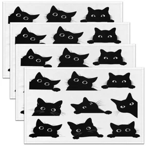 Black Cat Placemats Set of 4Cats Print Placemats for Dining TableCute Kitten ... - Picture 1 of 5
