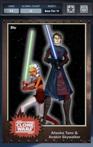 Topps Star Wars Card Trader Rust Ahsoka Tano & Anakin Tier 10 - 25cc - SWCT - Picture 1 of 3