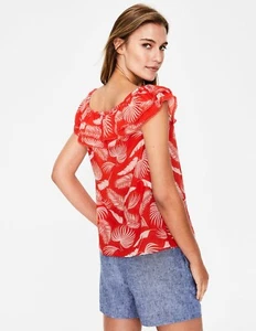 Blusa BODEN Hettie Roja Pop Selva Palma Tropical Floral Algodón Gasa, Talla 18 - Imagen 1 de 12
