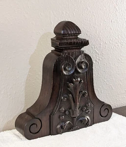French Antique Renaissance Revival Oak Wood Crest Pediment - Picture 1 of 6