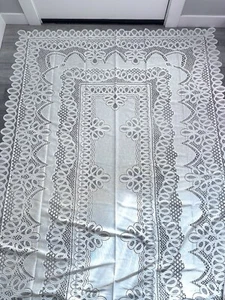 Lace Tablecloth White 102"X59" Cover Wedding Floral Vintage Dinning Table - Picture 1 of 12