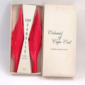 MIB Rare 1970s Colonial of Cape Cod Red Twisted Leaf Shape Candles Hyannis Mass - Picture 1 of 7