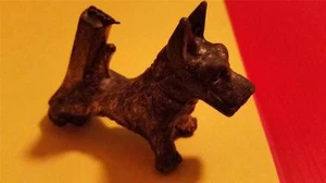 RARE VINTAGE "1930-40's YORKSHIRE TERRIER DOG 3" DIECAST METAL" DOG SHOW? - Bild 1 von 1