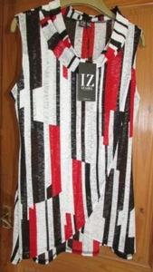 Schwarz/rot/weiß gestreiftes Wickeltop für Damen von Izabel London Größe 10, neu mit Etikett - Bild 1 von 2