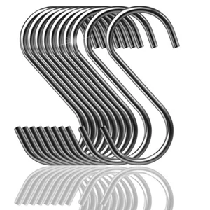Quality Stainless Steel S Hooks Kitchen Meat Pan Utensil Clothes Hanger Hanging - Foto 1 di 10