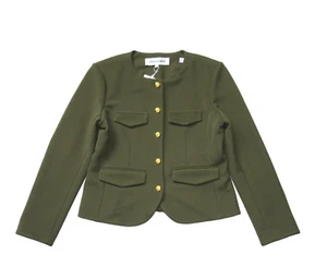 NWT Veronica Beard Kensington Knit Jacket in Army Green Ribbed Blazer L $448 - Picture 1 of 7