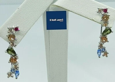 Orecchini Donna in Argento 925 rodiato con zirconi colorati - Immagine 1 di 4