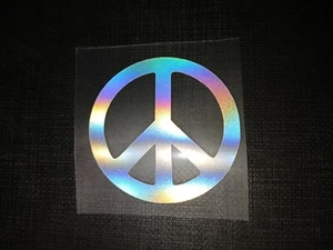 Peace Symbol Holographic Silver Sticker Vinyl Decal Car Windows PC Waterproof! - Picture 1 of 5