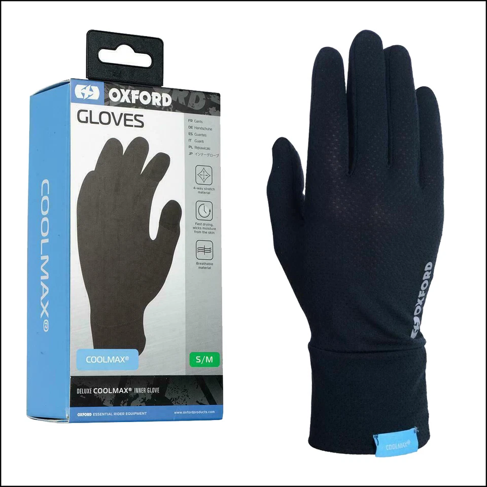 Oxford Coolmax Inner Gloves Motorbike Motorcycle Thermal Inner Liner Glove Black