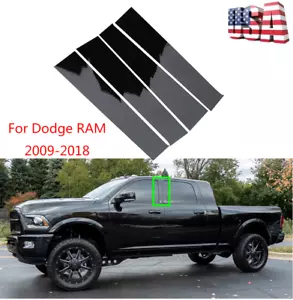 USA 4X Black Pillar Posts Door Trim Cover For Dodge Ram 1500 2500 3500 2009-2018 - Picture 1 of 12