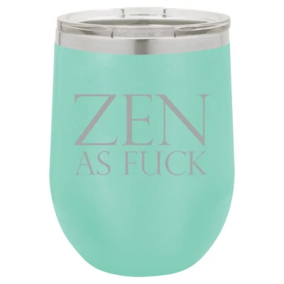 Stemless Wine Tumbler Coffee Travel Mug Cup Glass Zen As Fck AF Funny Foto 1 de 4