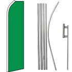 Solid Green Swooper Super Flag & 16ft Flagpole Kit / Ground Spike