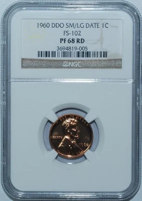 1960 NGC PR68RD Doubled Double Die Obverse FS-102 SM/LG Date Lincoln Cent Penny - Image 1 of 4