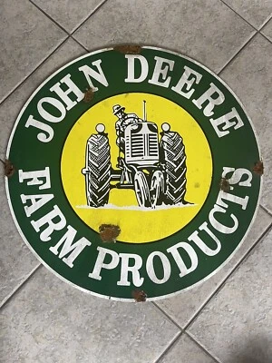 Antique Style Barn Find Look John Deere Farm Products Dealer Sign - Изображение 1 из 2