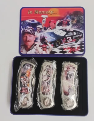 Dale Earnhardt Sr #3 -  3pc Knife Set In Tin - NASCAR "Tribute to a Legend" - Imagem 1 de 4