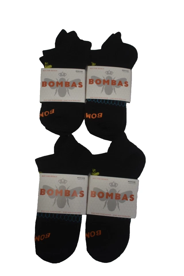3 Pairs Black Bombas Ankle Socks Unisex Size Medium