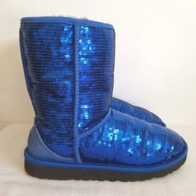 Bota Corta Ugg Azul Real Lentejuelas Brillo Talla 8 EE. UU. 39 UE 6,5 UK Foto 1 de 4