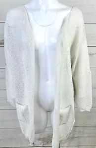 Ye mak Long Sleeve Chunky Waffle Knit Open Front Sweater Cardigan M/L A0611 - Picture 1 of 10