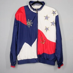 Vintage Lavon Mens Jacket Size L Nylon Windbreaker Nautical Sailor Embroidered - Picture 1 of 9