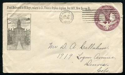 NEW HAVEN, CT ~ ST. FRANCIS ORPHAN ASYLUM ~ ILLUS. ADVERTISING COVER 1894 - Image 1 of 2
