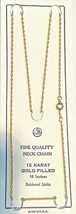New 12 Karat Yellow Gold Filled 18” Rope Chain - Picture 1 of 2