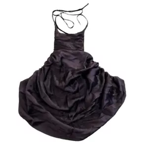 FIDAN NOVRUZOVA Waterfall silk drape top in brown - Picture 1 of 9