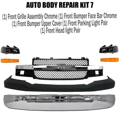 Kit de para-choque dianteiro cromado e farol para 2003-2023 Chevy Express 2500 3500 4500 - Imagem 1 de 4