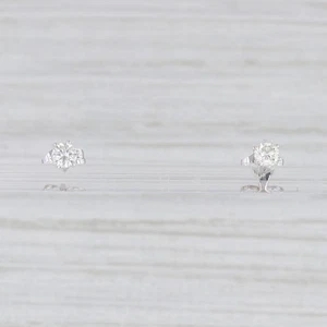 0.30ctw Diamond Solitaire Stud Earrings 14k White Gold Round Solitaire - Picture 1 of 5